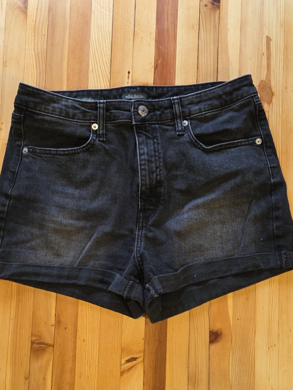 wild fable Black Rolled Hem High-Rise Denim Shorts